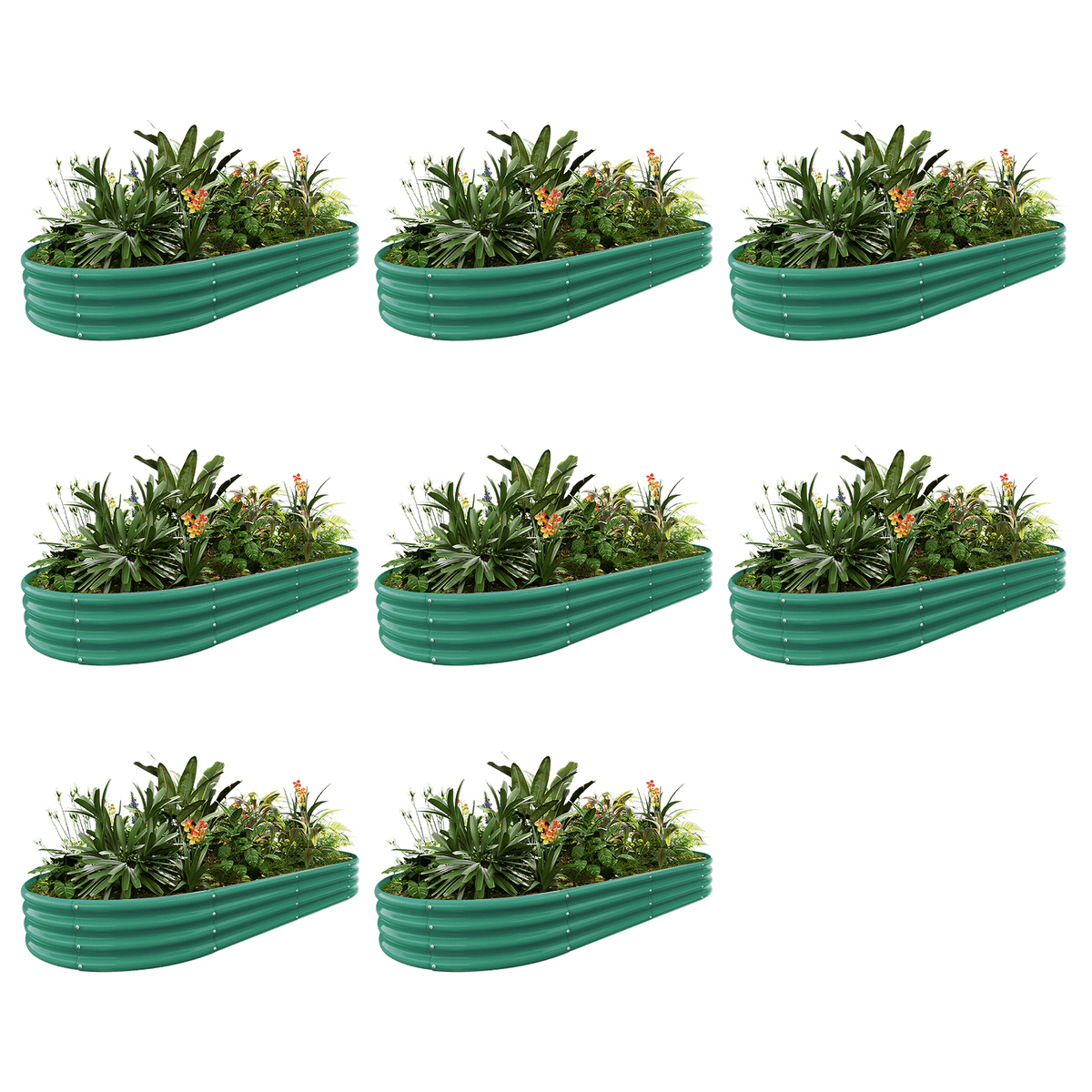 8-Pack Oval 8x4x1ft Galvanized Raised Garden Bed — view 2