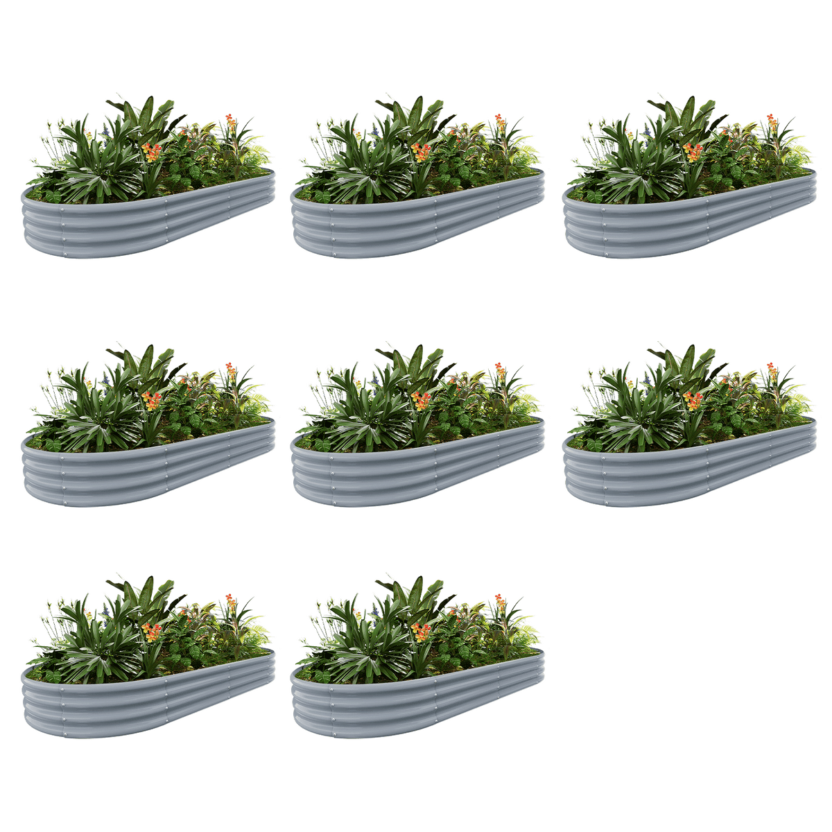 8-Pack Oval 8x4x1ft Galvanized Raised Garden Bed — view 4