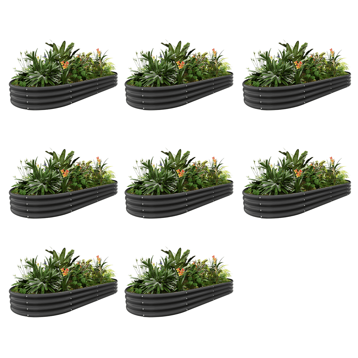 8-Pack Oval 8x4x1ft Galvanized Raised Garden Bed — view 3