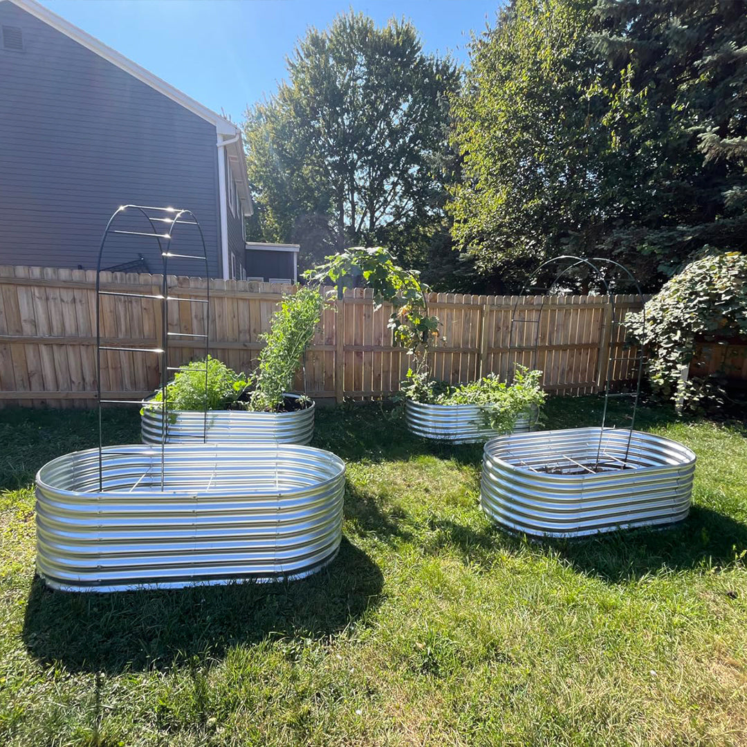 set of 4 — 24-inch tall oval galvanized metal raised garden bed, 8 by 4 feet — view 6