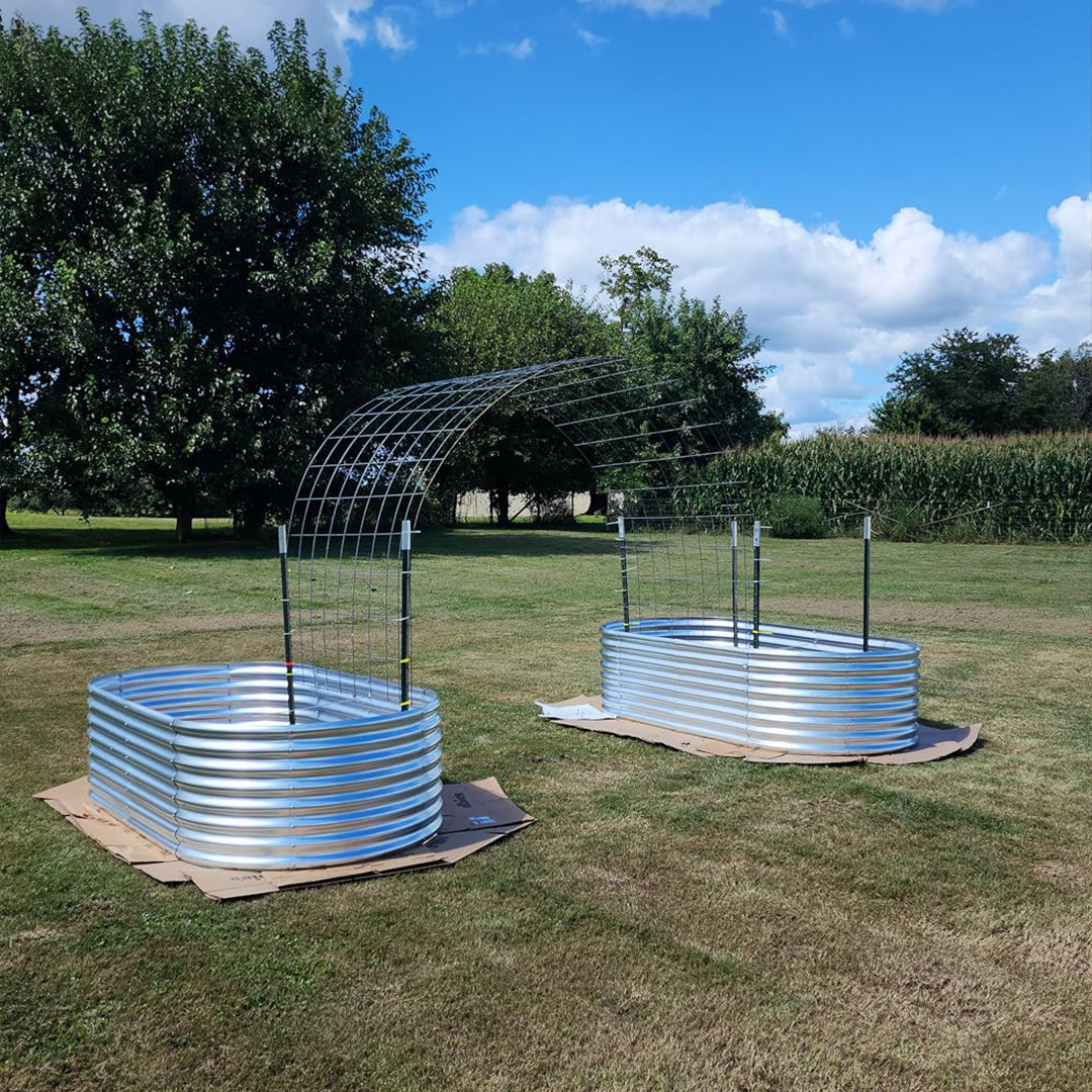 set of 4 — 24-inch tall oval galvanized metal raised garden bed, 8 by 4 feet — view 7