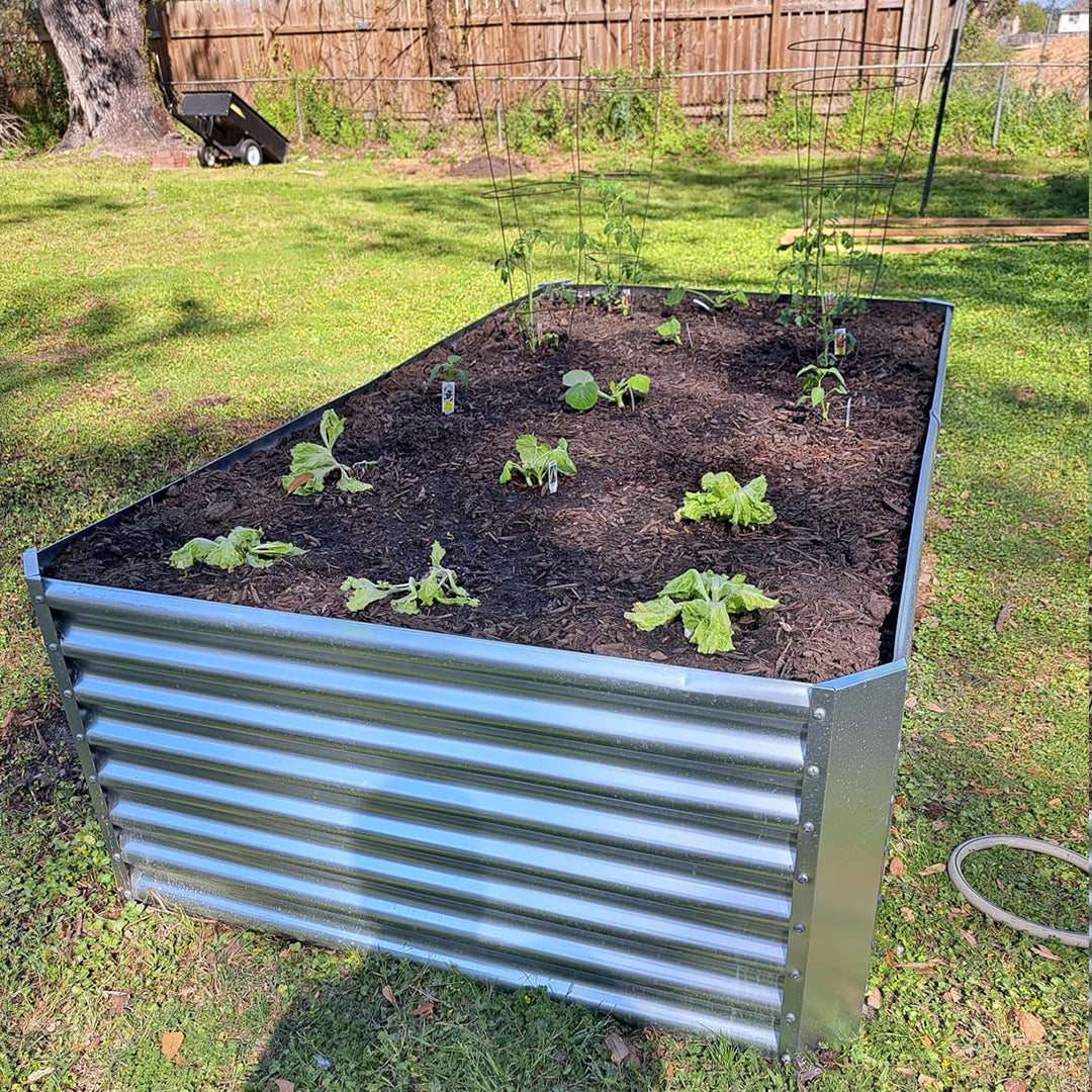 set of 4 — 24-inch tall rectangular galvanized metal raised garden bed, 8 by 4 feet — view 6