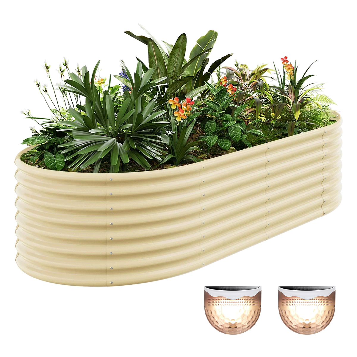 24-inch tall oval galvanized metal raised garden bed, 8 by 4 feet — view 5