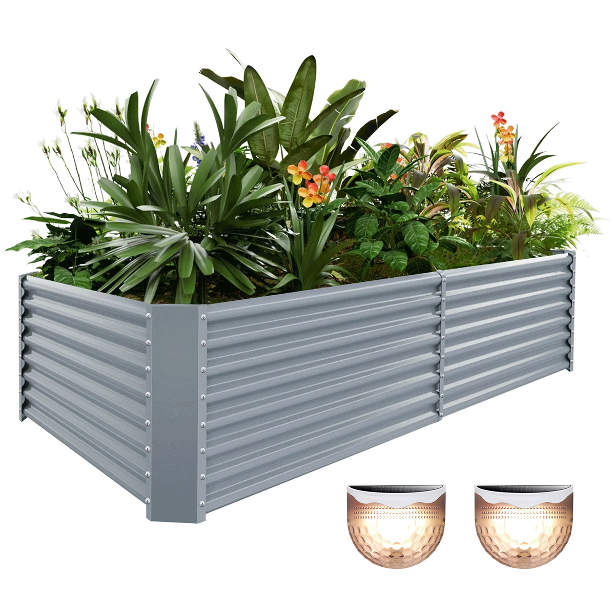 24-inch tall rectangular galvanized metal raised garden bed, 8 by 4 feet — view 5
