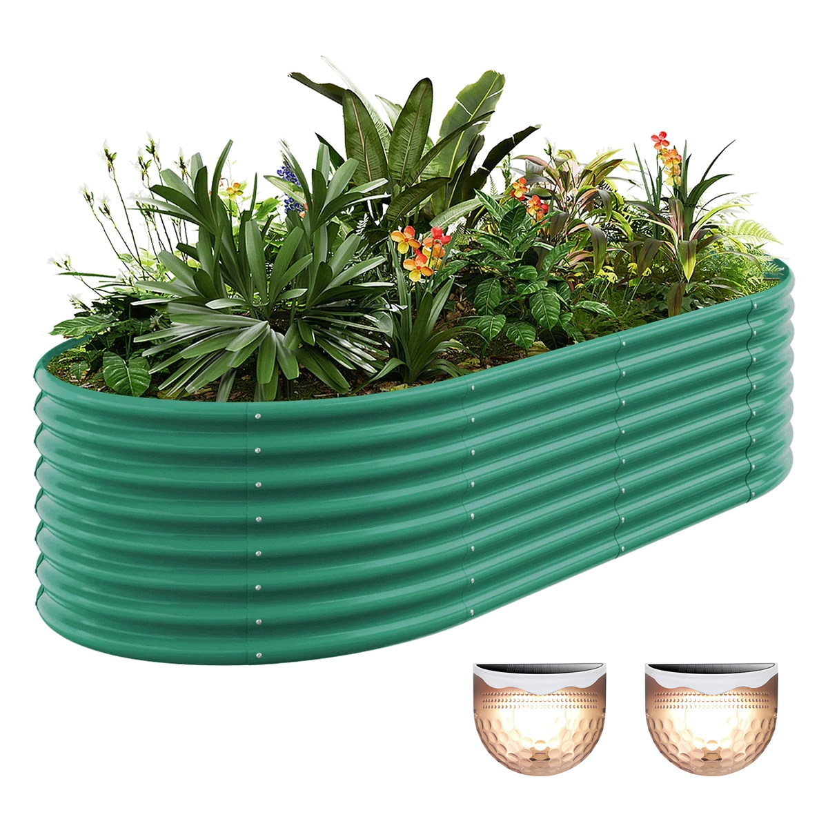 24-inch tall oval galvanized metal raised garden bed, 8 by 4 feet — view 3
