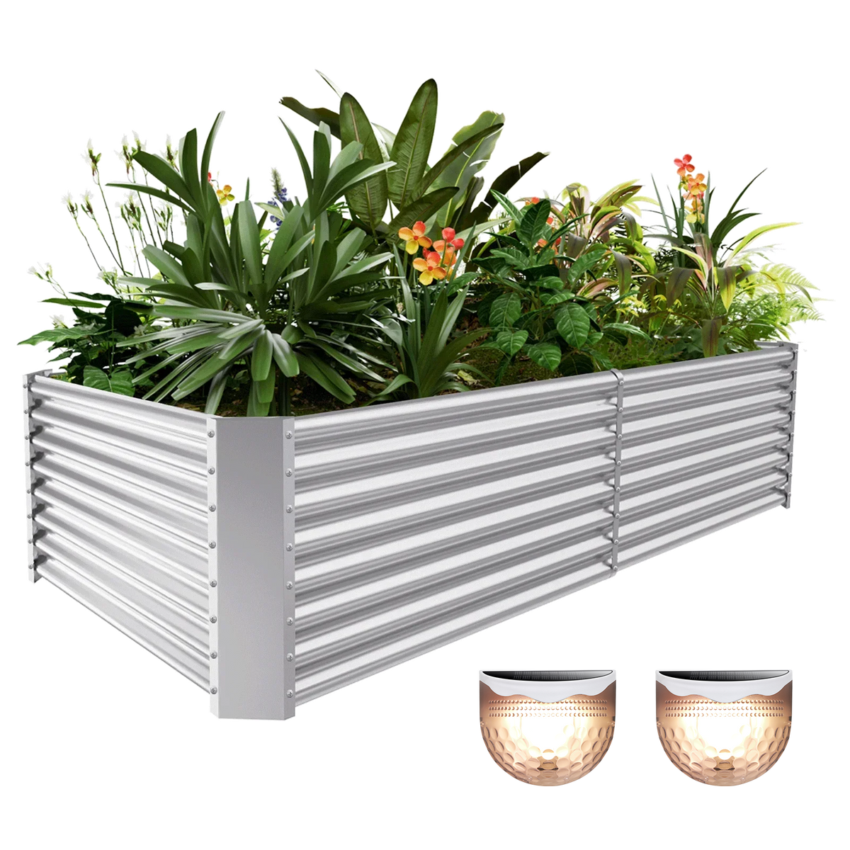 24-inch tall rectangular galvanized metal raised garden bed, 8 by 4 feet — view 2