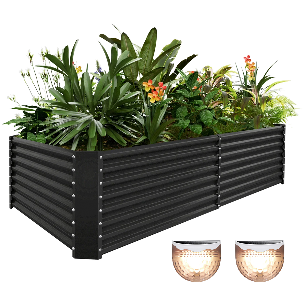 24-inch tall rectangular galvanized metal raised garden bed, 8 by 4 feet — view 4