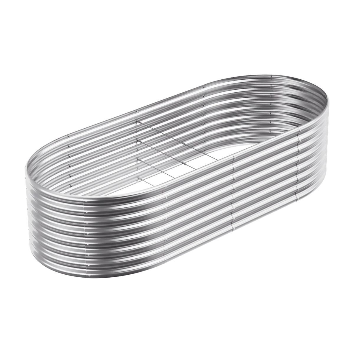 24-inch tall oval galvanized metal raised garden bed, 8 by 4 feet — view 6
