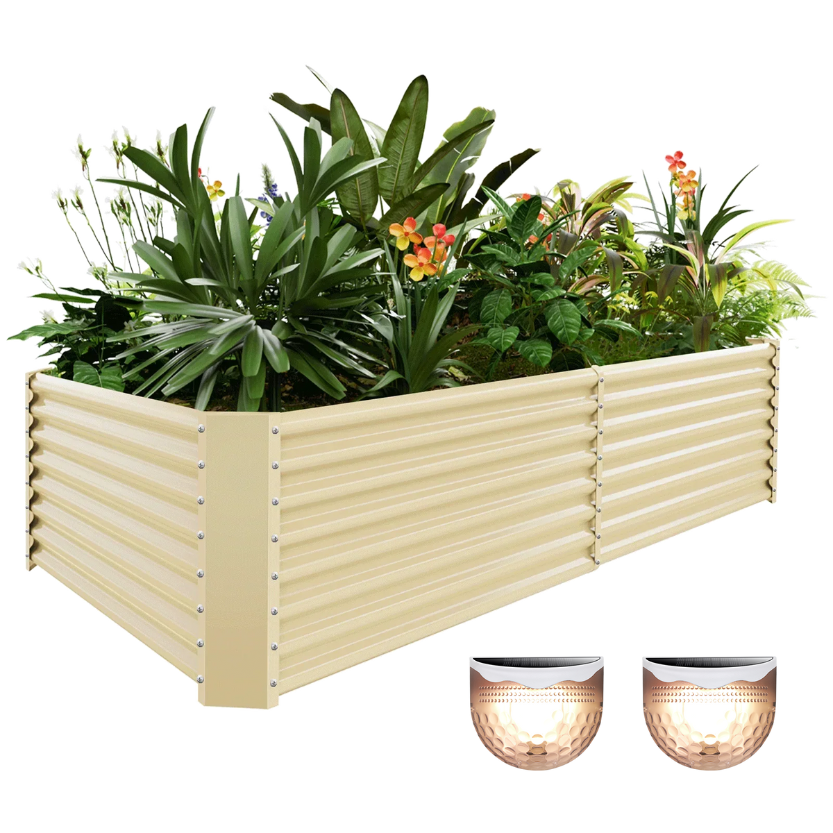 24-inch tall rectangular galvanized metal raised garden bed, 8 by 4 feet