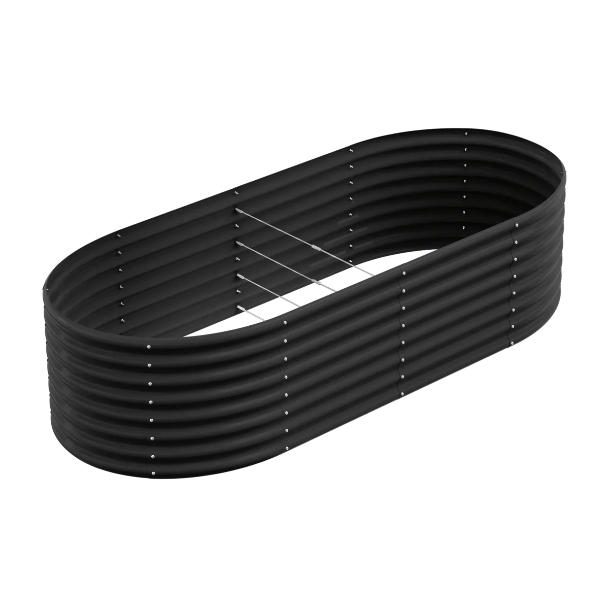 24-inch tall oval galvanized metal raised garden bed, 8 by 4 feet — view 9