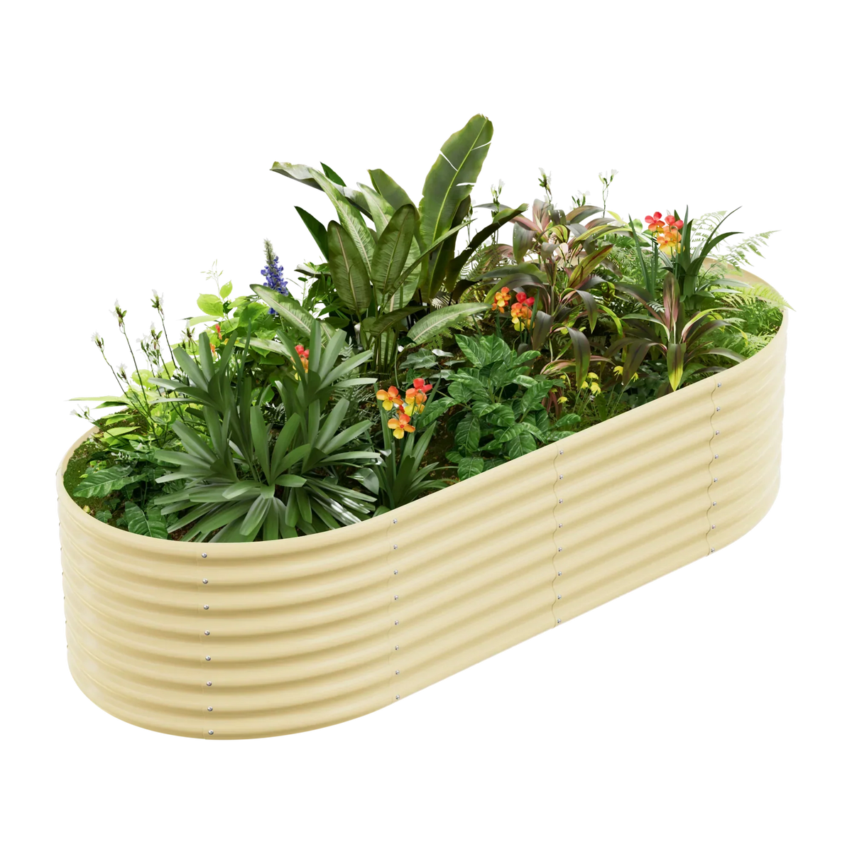 24-inch tall oval galvanized metal raised garden bed, 8 by 4 feet — view 5