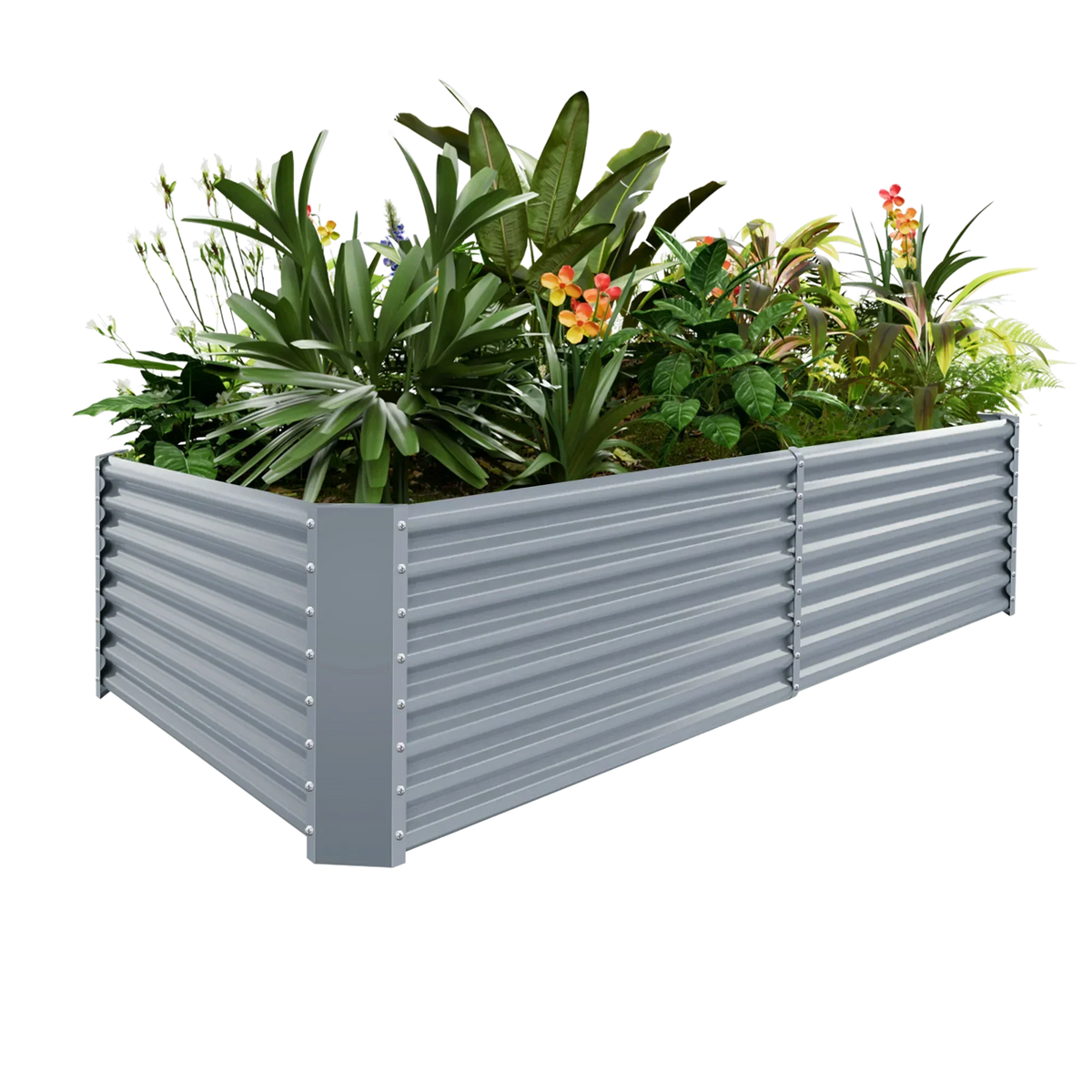 set of 2 — 24-inch tall rectangular galvanized metal raised garden bed, 8 by 4 feet — view 9
