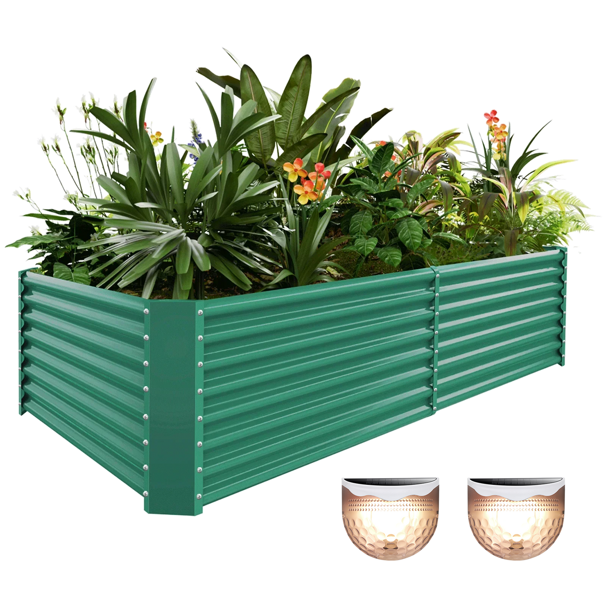 24-inch tall rectangular galvanized metal raised garden bed, 8 by 4 feet — view 3