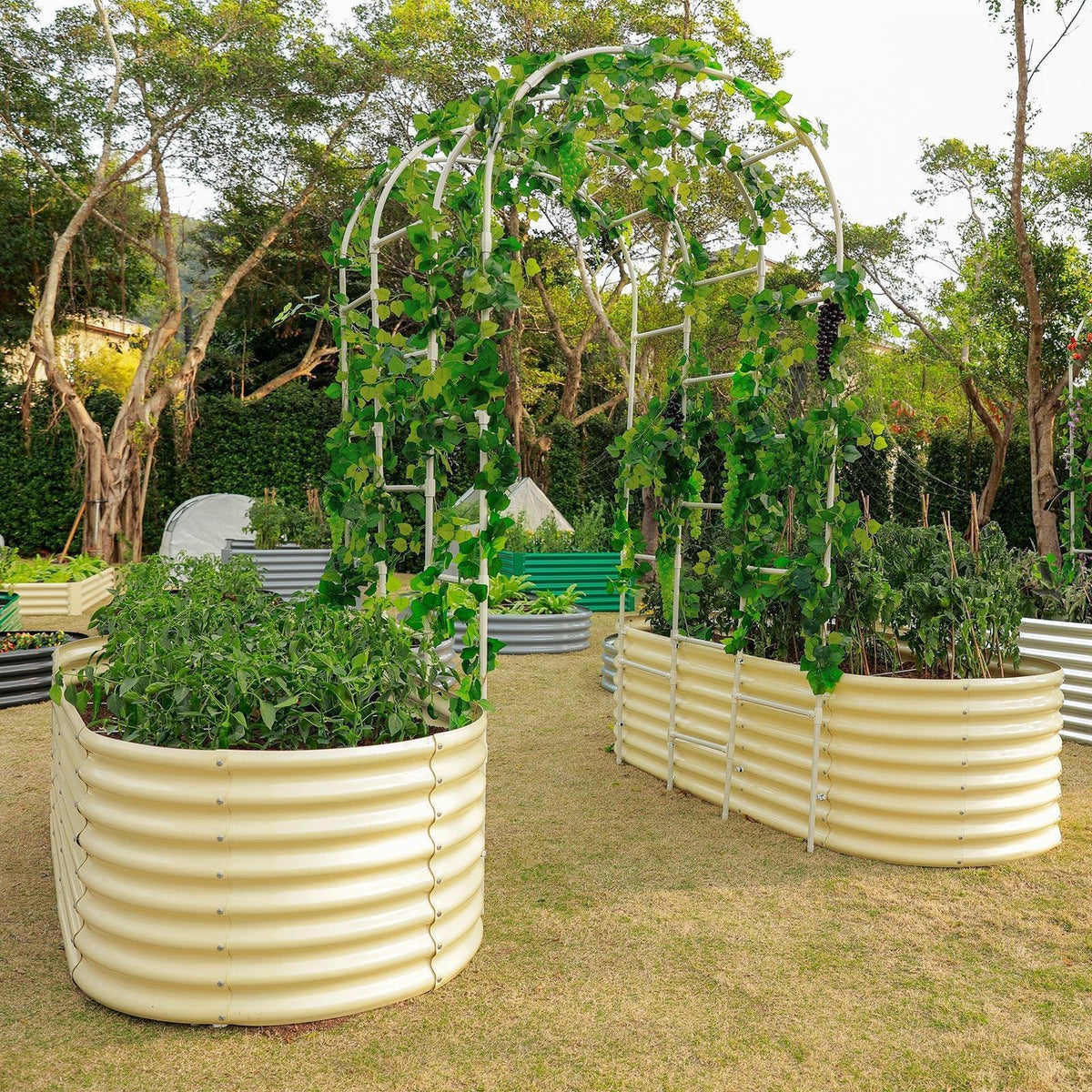 24-inch tall oval galvanized metal raised garden bed, 4 by 2 feet — view 8