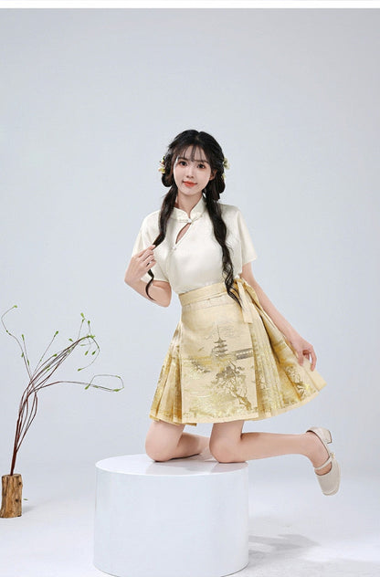 Ming Dynasty Modern Hanfu, Mamianqun, Scenic Tower 多景楼