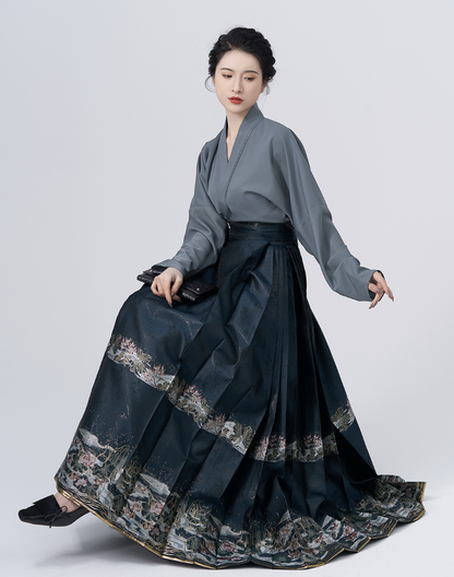 Ming Dynasty Modern Hanfu, Mamianqun, Starry Lotus (Preorder)