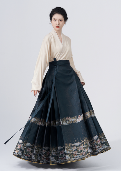 Ming Dynasty Modern Hanfu, Mamianqun, Starry Lotus (Preorder)