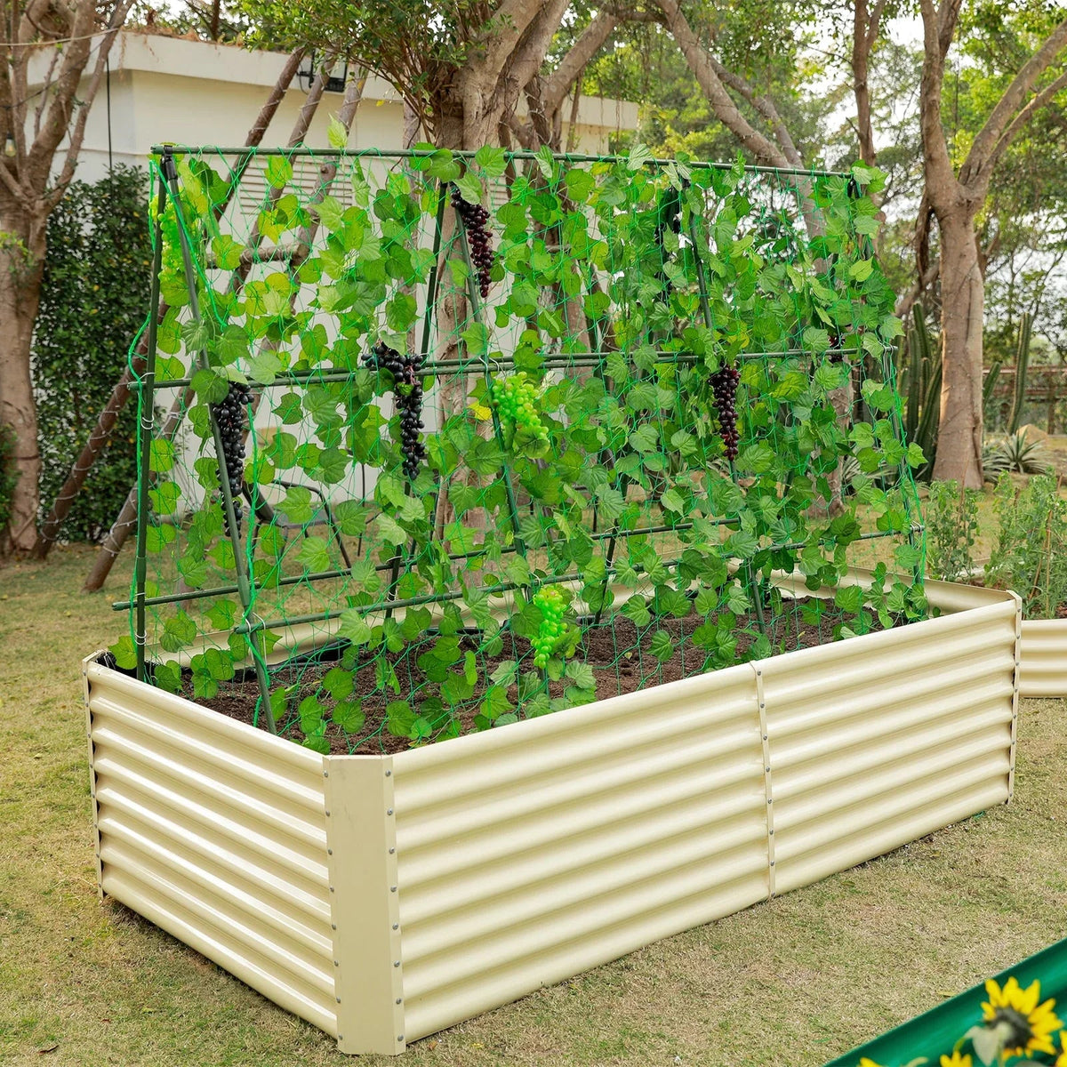 24-inch tall rectangular galvanized metal raised garden bed — view 9