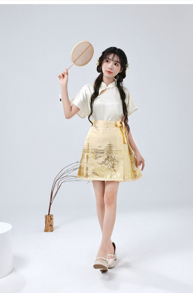 Ming Dynasty Modern Hanfu, Mamianqun, Scenic Tower 多景楼