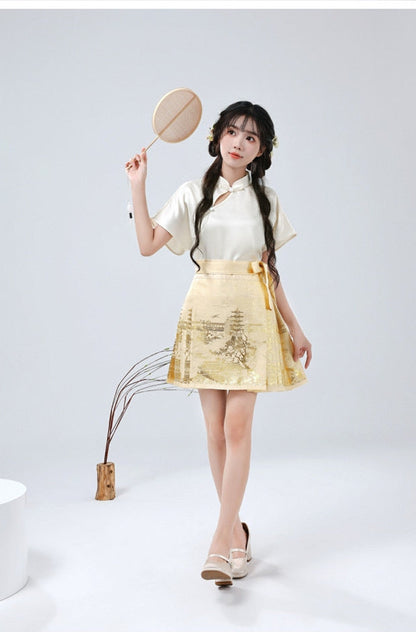 Ming Dynasty Modern Hanfu, Mamianqun, Scenic Tower 多景楼