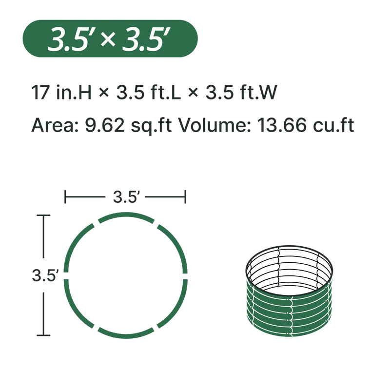 YoYoBloom 17" Tall 42" Round Metal Raised Garden Bed | Upgrade 2.0 Knee-High Design