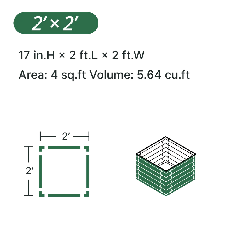 YoYoBloom 17" Tall 2'x2' Square Metal Raised Garden Bed Twin Pack | Upgrade 2.0 Knee-High Design
