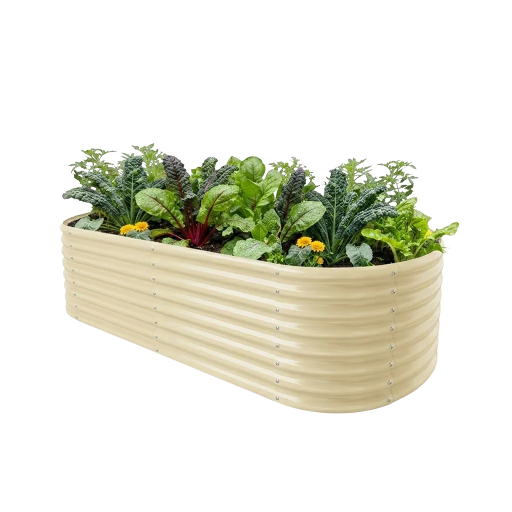 24-inch tall oval galvanized metal raised garden bed, 6 by 3 feet — view 5