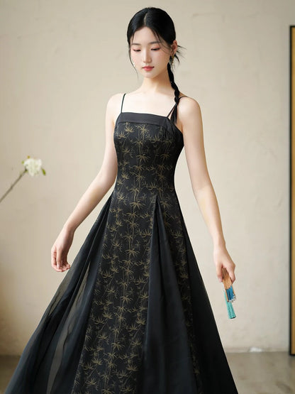 New Chinese Style Dress: Onyx Bamboo