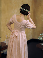 Blush Embroidered Cotton Tea Dress