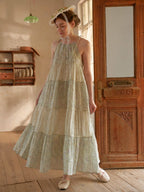 Pastel Green Floral Two-Piece Set – Sheer Cardigan & Tiered Dress
