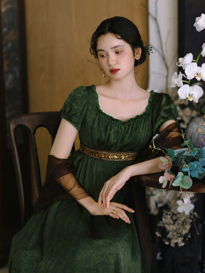 Enchanted Forest Velvet Empire Dress