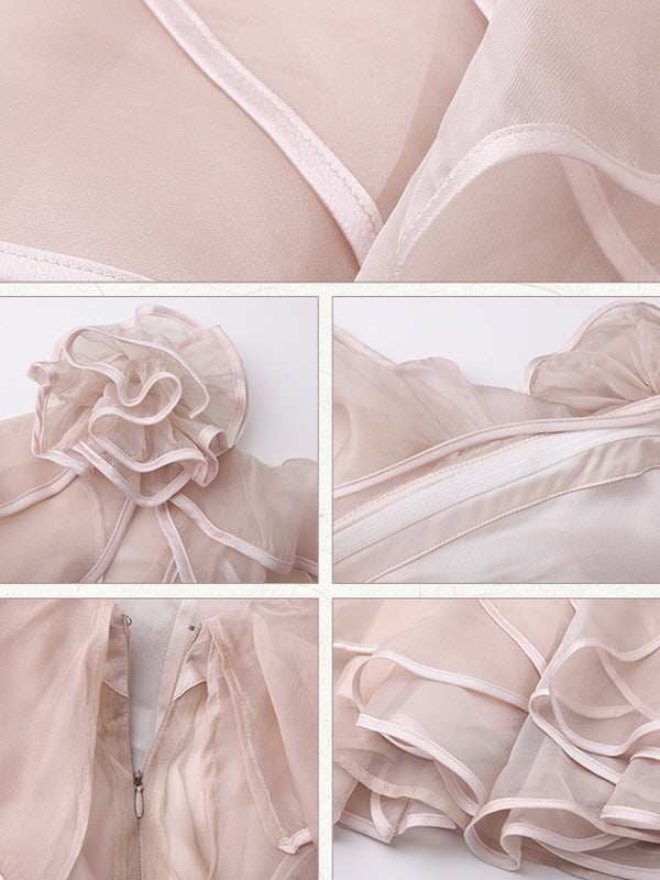 Blush Rose Ruffle Halter Dress