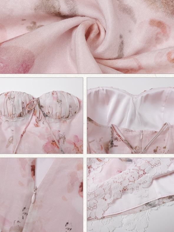 Blush Floral Lace-Trim Dress