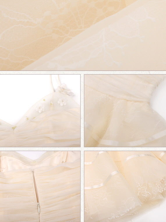 Ivory Blossom Tiered Lace Dress