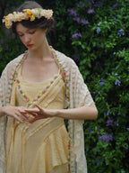 Golden Bloom Petal Drape Dress