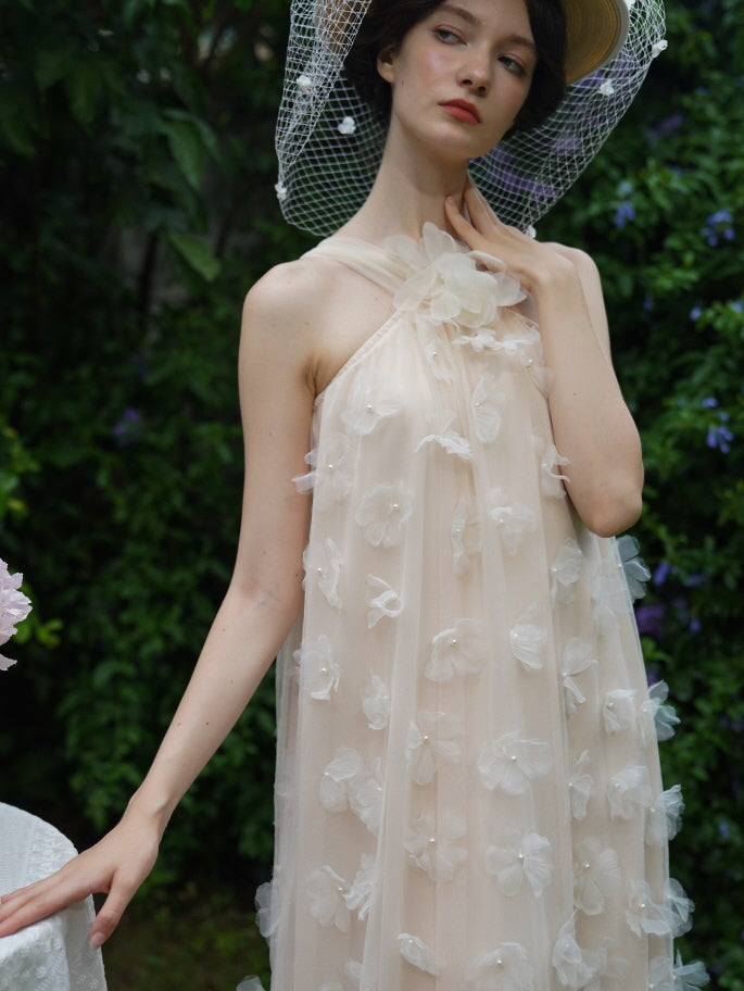 Blossom Whisper Halter Tulle Dress
