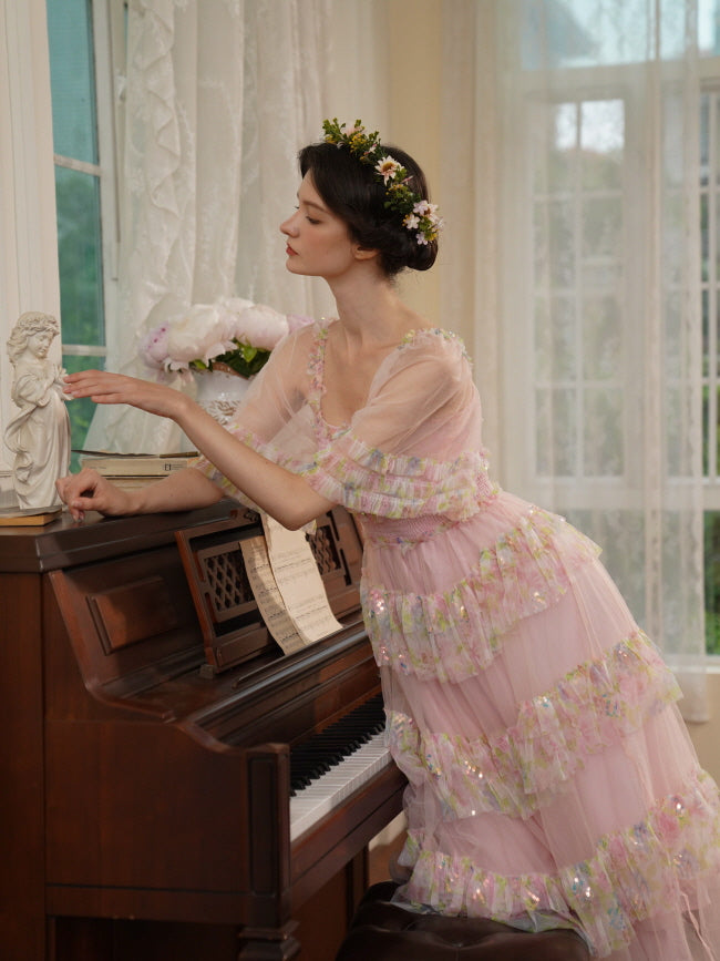Blooming Ruffle Pink Tulle Dress