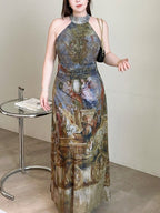 Renaissance Muse Halter Maxi Dress