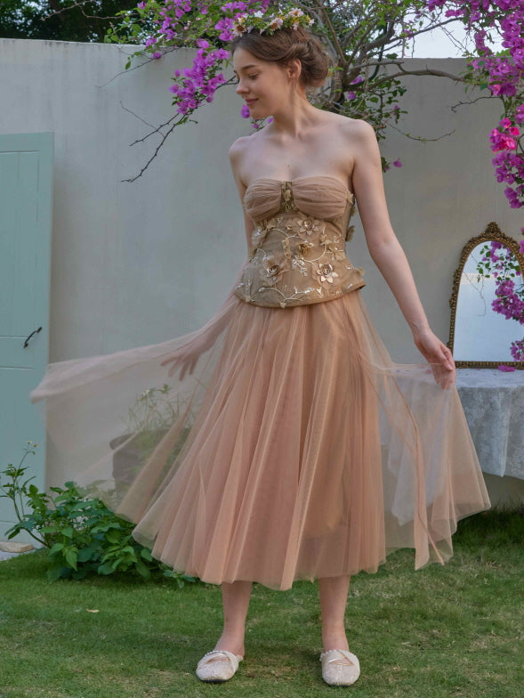 Blossom Garden Embroidered Corset & Skirt