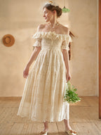 Ruffle Neckline Vintage Daisy Garden Dress
