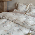 Vintage Rose Lace Trim Bedding Set