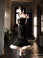 Midnight Elegance Tiered Hem Dress