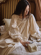 Vintage Cream Lace Collar Nightgown