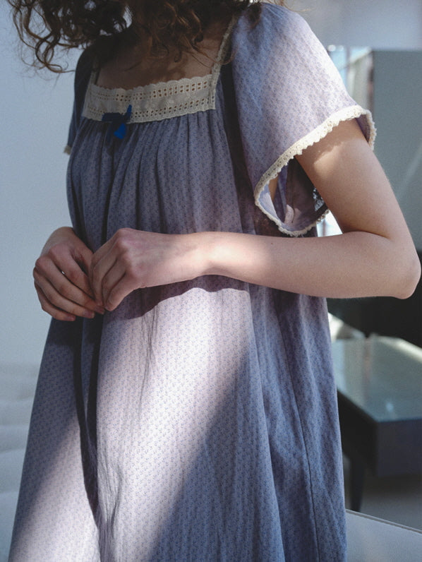 Blue Lace Ribbon Nightgown