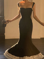 Midnight Elegance Tiered Hem Dress