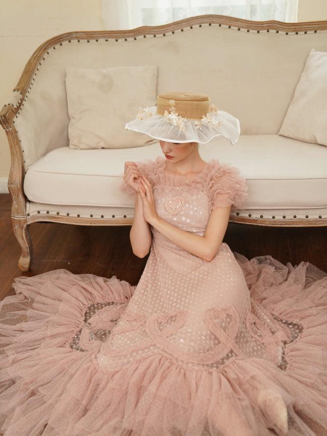 Blush Heart Ruffle Tulle Dress