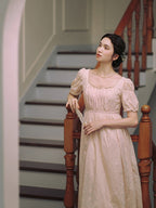 Blush Embroidered Cotton Tea Dress