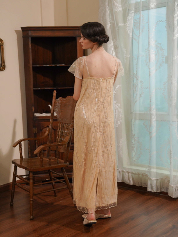 Golden Hour Sequin Mesh Slip Dress