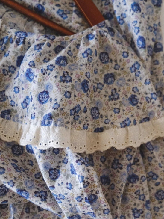 Blue Blossom Ruffle Cotton Nightgown
