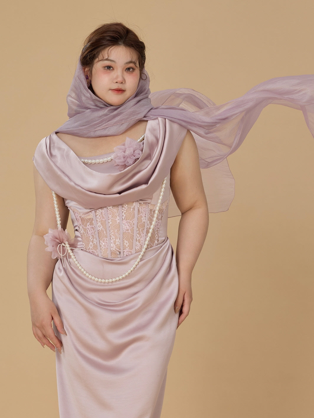 Blush Pearl Drape Gown